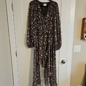 Joyfolie Olive Green Dress with White Flowers